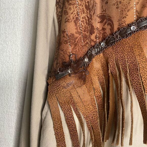 Vintage Old Navy South Western Fringe Canvas Zip Up Lightweight‎ Jacket Women XL - Picture 5 of 7